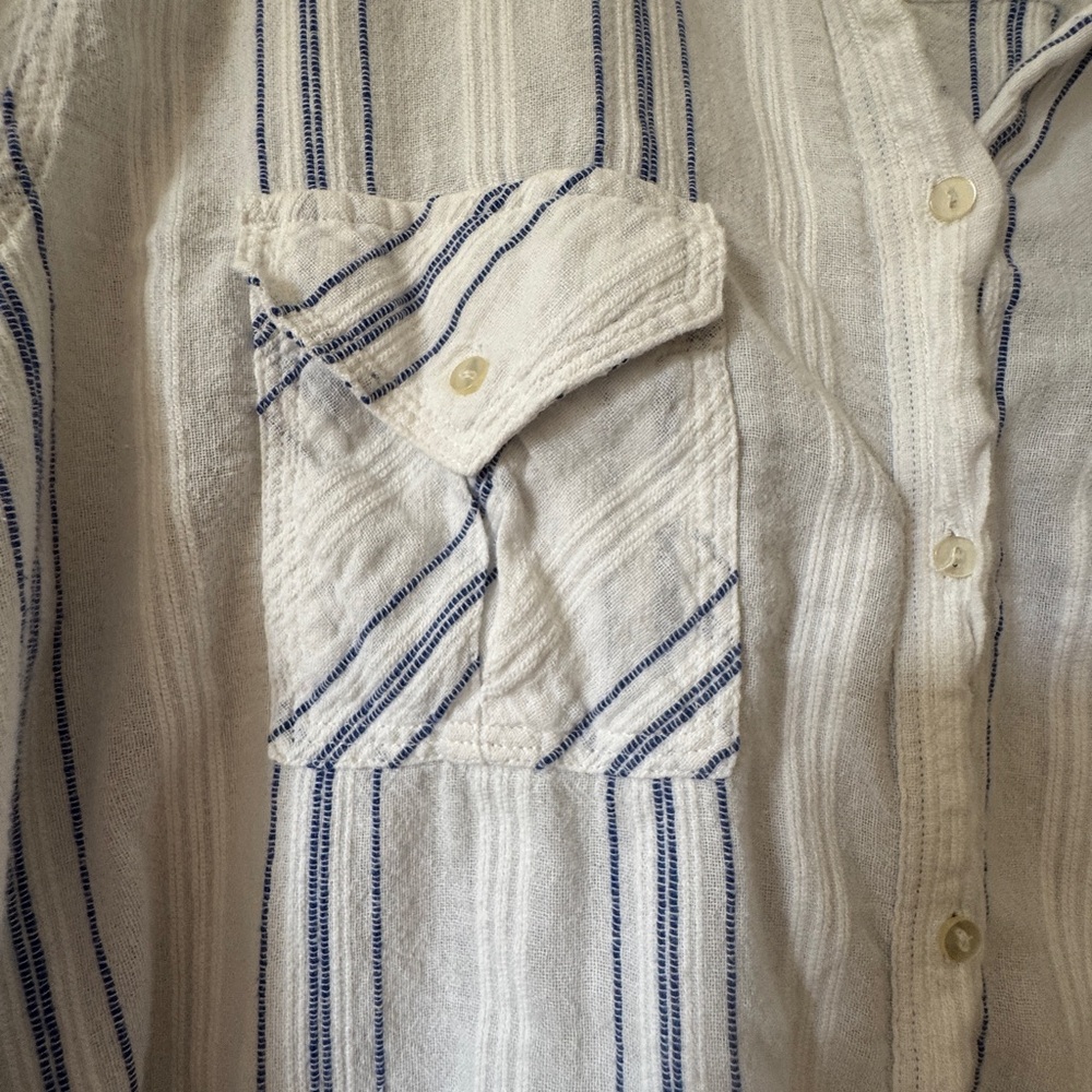 Victoria’s Secret Beachy Cotton Striped Button down shirt XL - Picture 4 of 10
